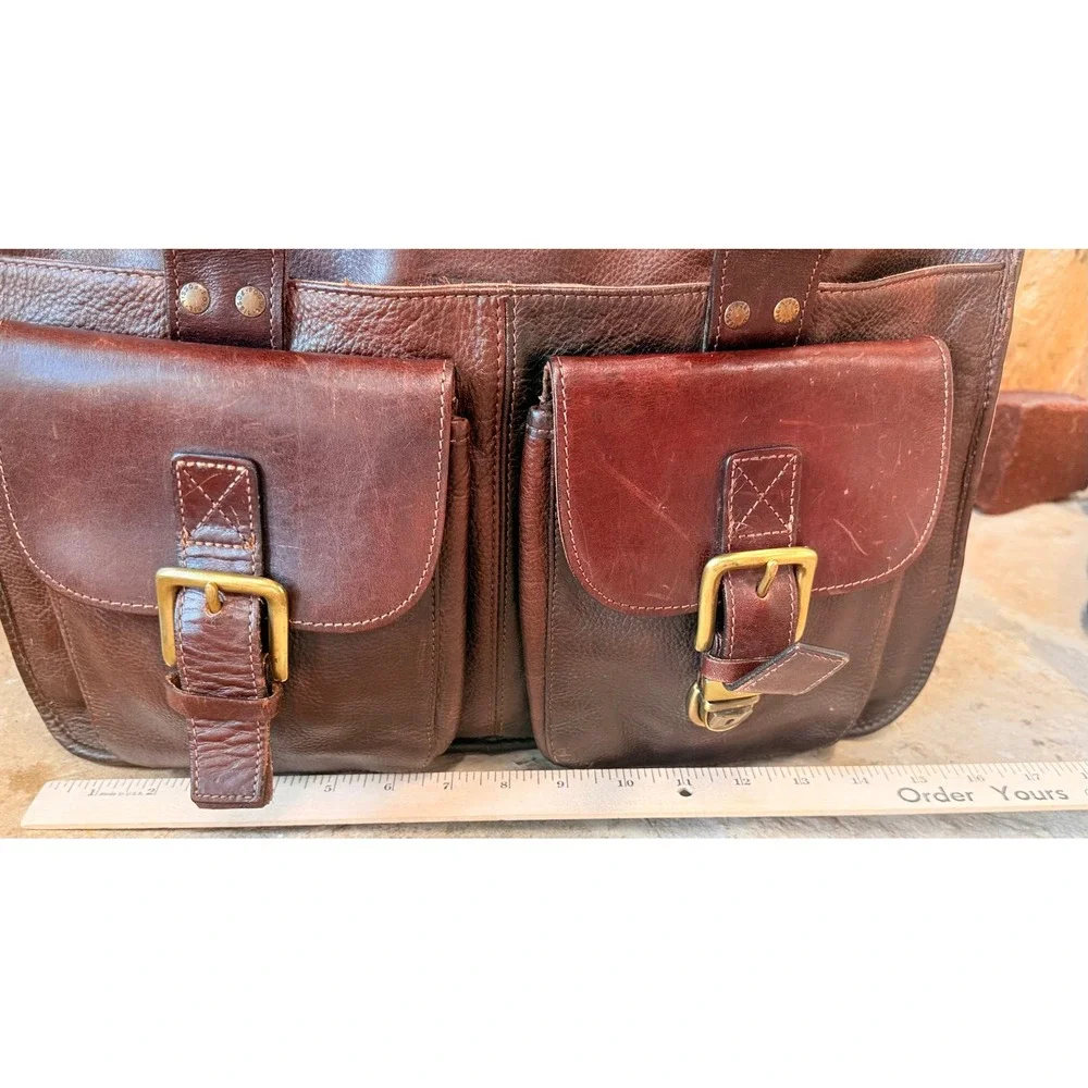 Fossil Vintage Brown Leather Briefcase Laptop Messenger Bag Missing Clasp